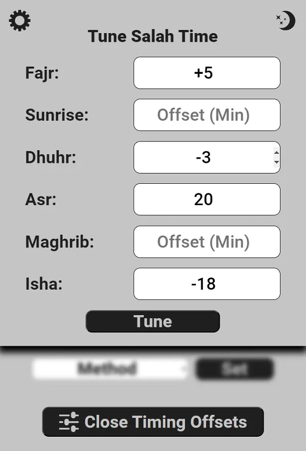 Setting Timing Offsets Preview